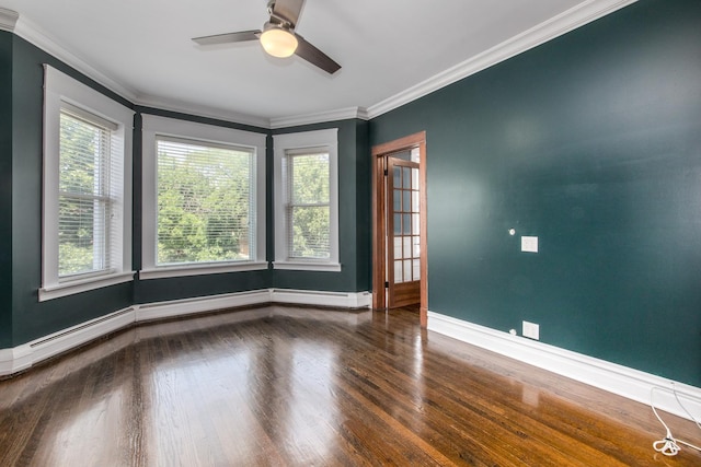 3029 N Haussen Ct, Chicago, IL 60618 - unfurnished room featuring ceiling fan, ornamental molding, and wood finished floors