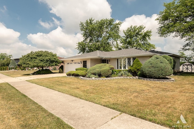 8226 Bob O Link Rd, Orland Park, IL 60462 - ranch-style home with a garage, a front lawn, brick siding, and concrete driveway