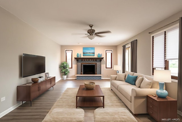 8226 Bob O Link Rd, Orland Park, IL 60462 - living room featuring healthy amount of natural light, a ceiling fan, and wood finished floors