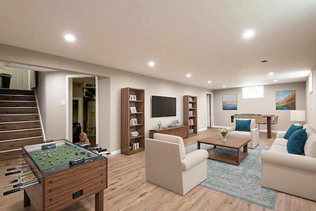 8226 Bob O Link Rd, Orland Park, IL 60462 - living area featuring stairs, light wood-type flooring, and recessed lighting