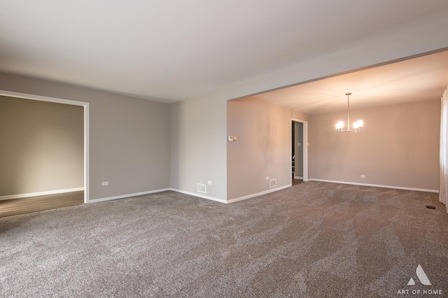 8226 Bob O Link Rd, Orland Park, IL 60462 - unfurnished room with a chandelier and dark carpet
