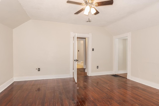 616 N Main St, Pontiac, IL 61764 - empty room with vaulted ceiling, ceiling fan, and wood-type flooring