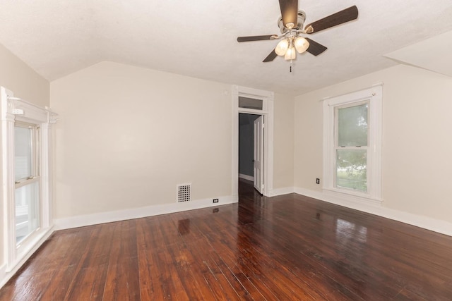 616 N Main St, Pontiac, IL 61764 - spare room featuring wood-type flooring, a ceiling fan, and lofted ceiling