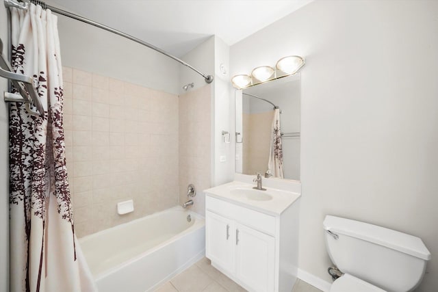 125 S Jefferson St Unit 1702, Chicago, IL 60661 - full bath with shower / bathtub combination with curtain, vanity, and tile patterned floors