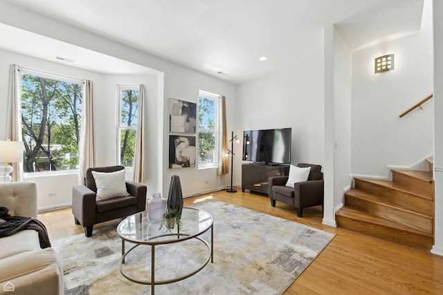 1708 W Chicago Ave Unit 3, Chicago, IL 60622 - living room with stairway, light wood-style floors, and recessed lighting