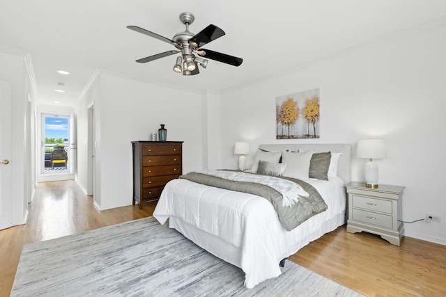 1708 W Chicago Ave Unit 3, Chicago, IL 60622 - bedroom with crown molding, light wood-style floors, and ceiling fan