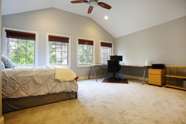 1915 N Albany Ave, Chicago, IL 60647 - bedroom with multiple windows, lofted ceiling, carpet flooring, recessed lighting, and a desk