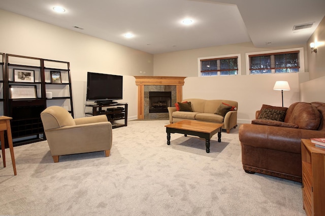 1915 N Albany Ave, Chicago, IL 60647 - carpeted living room featuring a fireplace and recessed lighting
