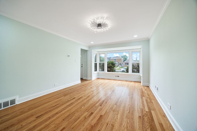 8623 S Prairie Ave, Chicago, IL 60619 - unfurnished living room featuring light wood finished floors and crown molding