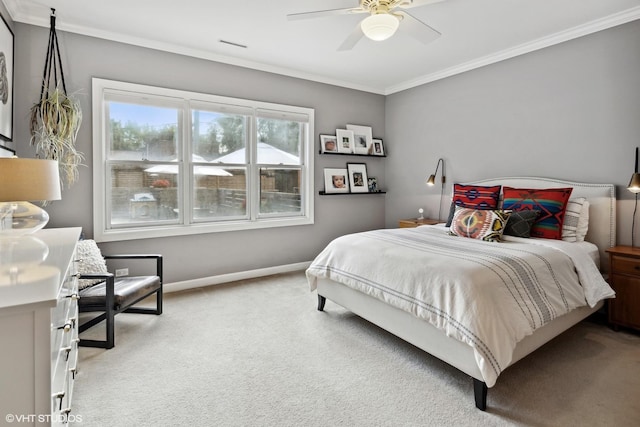 2107 W Belmont Ave Unit 2C, Chicago, IL 60618 - bedroom featuring carpet floors, crown molding, and a ceiling fan