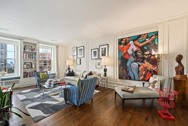 3750 N Lake Shore Dr Unit 16H, Chicago, IL 60613 - living area featuring wood finished floors and built in shelves