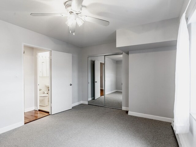 4960 N Marine Dr Unit 616, Chicago, IL 60640 - unfurnished bedroom featuring carpet flooring, a closet, ensuite bath, and a ceiling fan