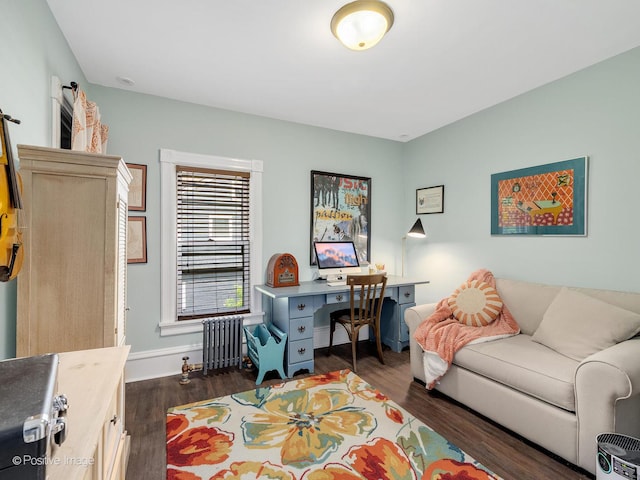 442 Du Page St, Elgin, IL 60120 - office area featuring radiator and dark wood-style flooring