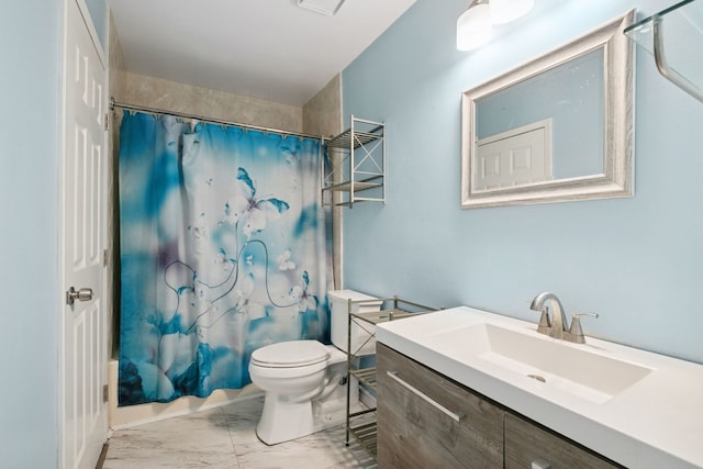 2125 Leeward Ln, Hanover Park, IL 60133 - bathroom with marble look tile flooring, vanity, and shower / bath combo