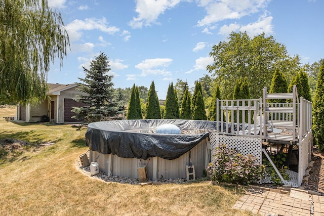 8741 W Blackthorne Way, Frankfort, IL 60423 - view of pool featuring a yard, a deck, and a covered pool