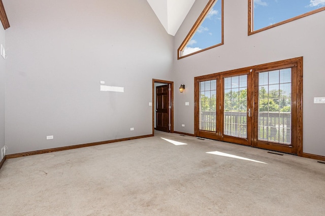 8741 W Blackthorne Way, Frankfort, IL 60423 - unfurnished living room featuring carpet and high vaulted ceiling