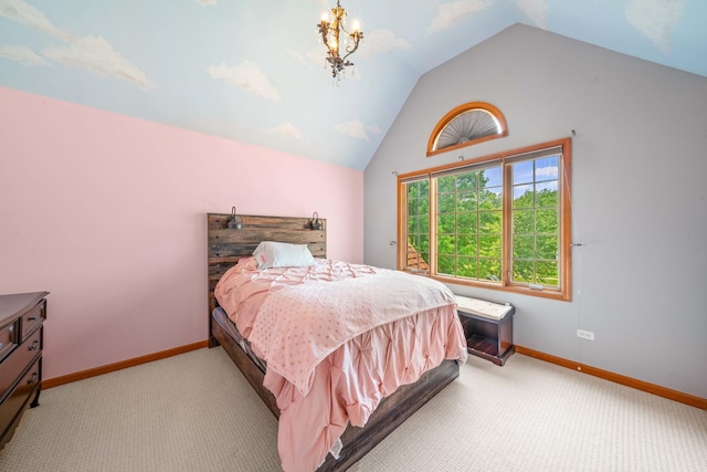 772 Wild Ginger Rd, Sugar Grove, IL 60554 - carpeted bedroom featuring vaulted ceiling and a chandelier