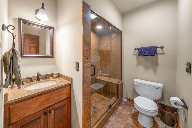 772 Wild Ginger Rd, Sugar Grove, IL 60554 - bathroom with vanity, a shower stall, and stone finish floors