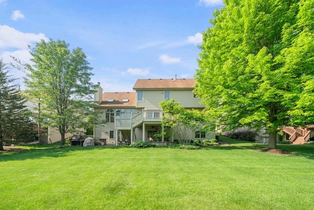 772 Wild Ginger Rd, Sugar Grove, IL 60554 - view of grassy yard with stairs and a wooden deck