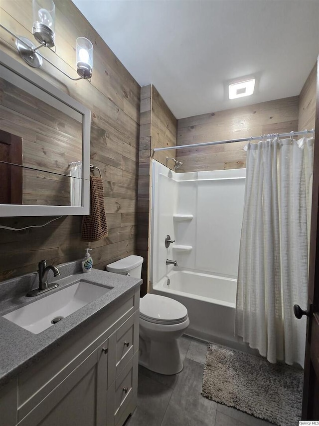 1749 N 1950th, Coatsburg, IL 62325 - full bathroom with wooden walls, vanity, and shower / tub combo