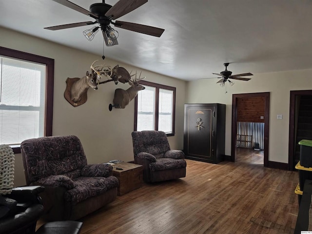1749 N 1950th, Coatsburg, IL 62325 - living area featuring a ceiling fan and wood finished floors