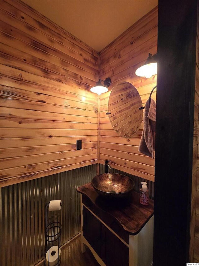 1749 N 1950th, Coatsburg, IL 62325 - bathroom featuring wood walls, vanity, and a relaxing sauna