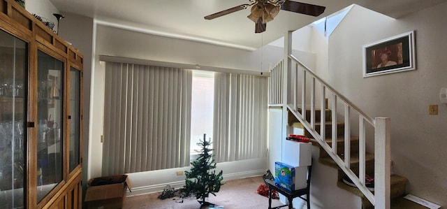 9325 S Loomis St, Chicago, IL 60620 - staircase featuring a ceiling fan and carpet