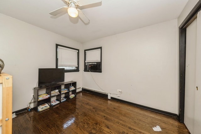 5623 S Hamilton Ave, Chicago, IL 60636 - bedroom with wood finished floors, baseboard heating, ceiling fan, and cooling unit
