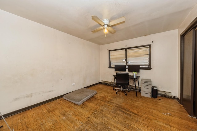5623 S Hamilton Ave, Chicago, IL 60636 - home office with wood-type flooring and ceiling fan