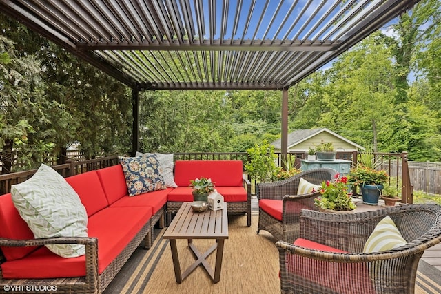 641 Highview Ter, Lake Forest, IL 60045 - view of patio / terrace with an outdoor living space, a pergola, and view of scattered trees