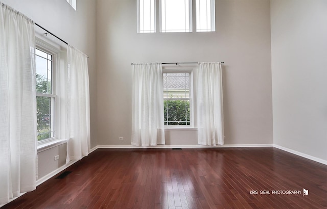 1312 Mulberry Ln, Cary, IL 60013 - empty room with wood-type flooring and a towering ceiling