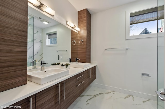 1522 W Huron St Unit 2W, Chicago, IL 60642 - bathroom featuring marble finish flooring and double vanity