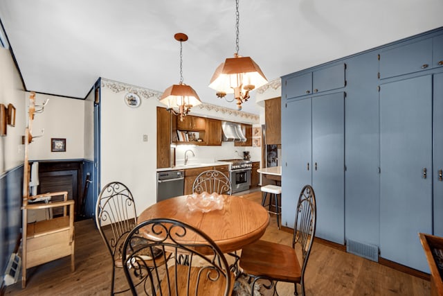 15301 Cherry Ln, Oak Forest, IL 60452 - dining area with a chandelier and wood finished floors