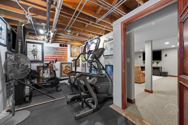 502 Burning Tree Ln, Naperville, IL 60563 - exercise area featuring baseboards and recessed lighting