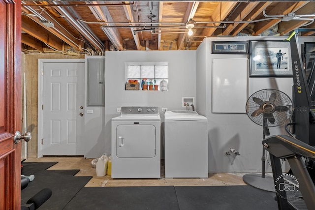 502 Burning Tree Ln, Naperville, IL 60563 - laundry room with electric panel and washer and clothes dryer