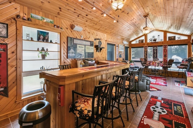 1934 Philip Dr, Dixon, IL 61021 - indoor dry bar with lofted ceiling, tile patterned flooring, plenty of natural light, and wood walls
