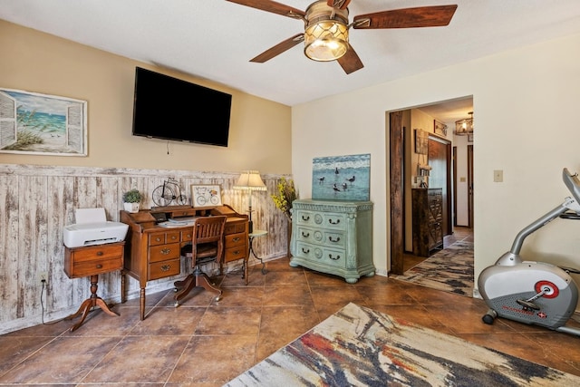1934 Philip Dr, Dixon, IL 61021 - office with ceiling fan and tile patterned flooring