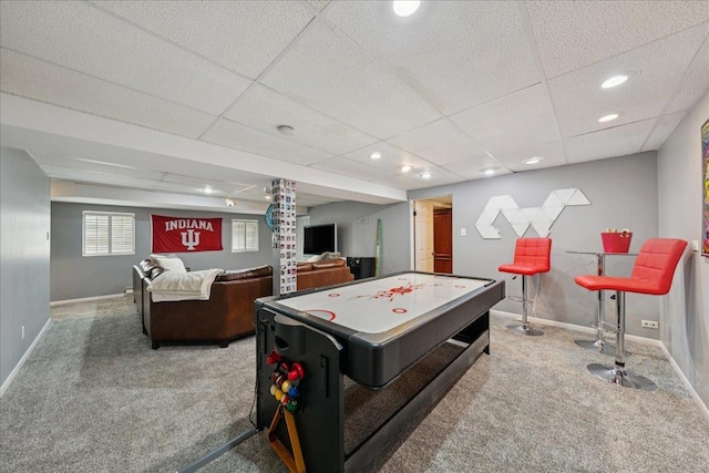237 Carlisle Ave, Westmont, IL 60559 - rec room with carpet floors, a drop ceiling, and recessed lighting