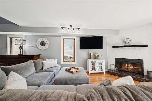 237 Carlisle Ave, Westmont, IL 60559 - living room with wood finished floors and a brick fireplace