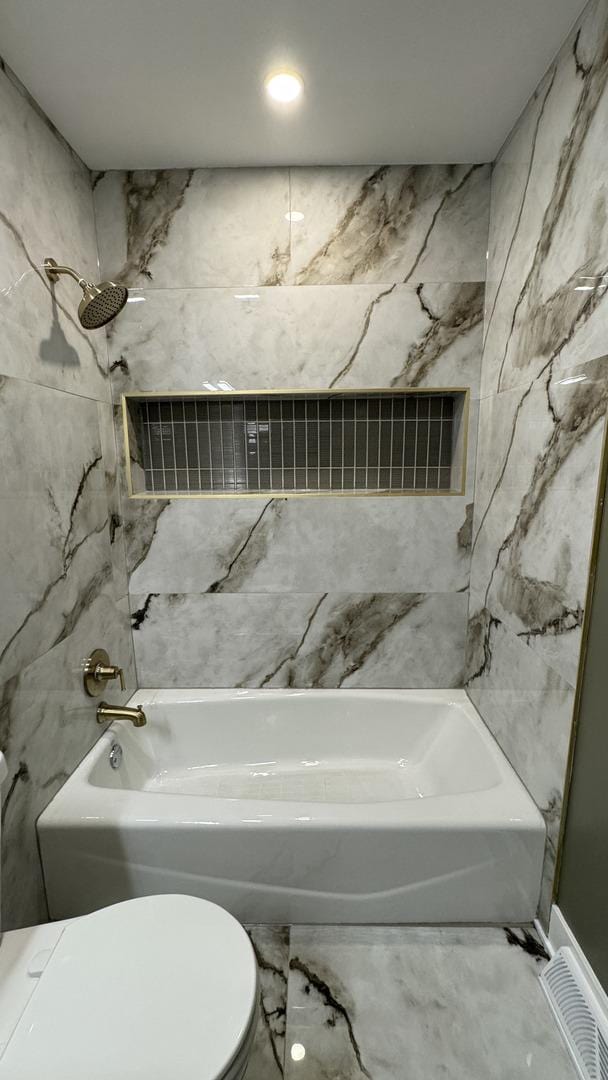 626 E 194th St, Glenwood, IL 60425 - bathroom featuring shower / washtub combination and marble finish flooring