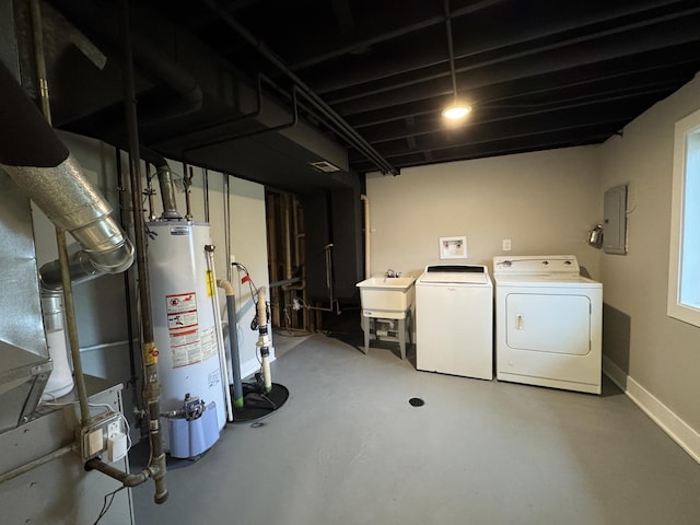 626 E 194th St, Glenwood, IL 60425 - basement featuring gas water heater, washing machine and clothes dryer, and electric panel