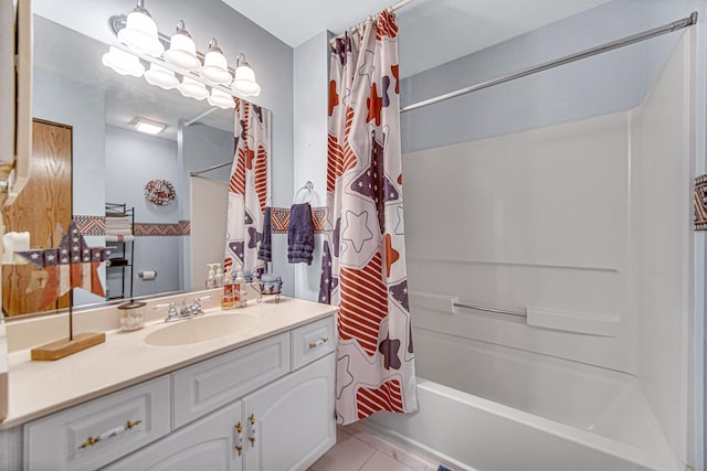 2718 Lake Side Cir, Joliet, IL 60431 - bathroom featuring vanity, shower / bath combo, and tile patterned flooring