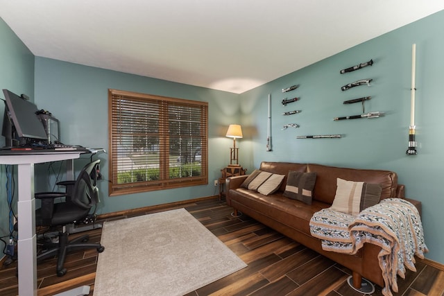 2805 Polo Rd, Bloomington, IL 61704 - living area featuring dark wood-style floors and a desk
