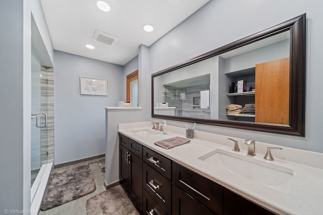 16206 Everdon Dr, Tinley Park, IL 60477 - bathroom featuring double vanity and a shower stall