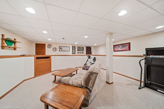 16206 Everdon Dr, Tinley Park, IL 60477 - living room with carpet flooring, recessed lighting, and a drop ceiling