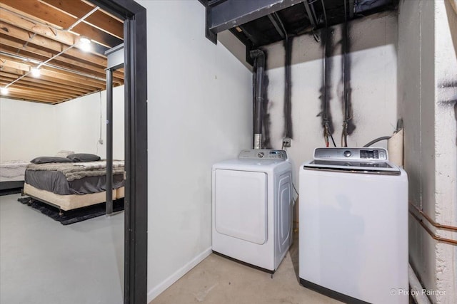 25909 S Woodrush Way, Channahon, IL 60410 - laundry room featuring washer and dryer and baseboards
