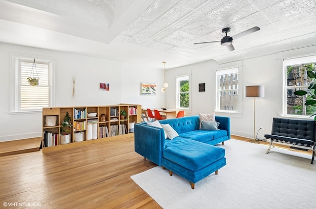 1510 W Cullerton St, Chicago, IL 60608 - living room with wood finished floors and a ceiling fan