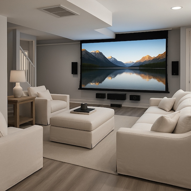 1428 N Central Ave, Chicago, IL 60651 - home theater featuring wood finished floors and recessed lighting