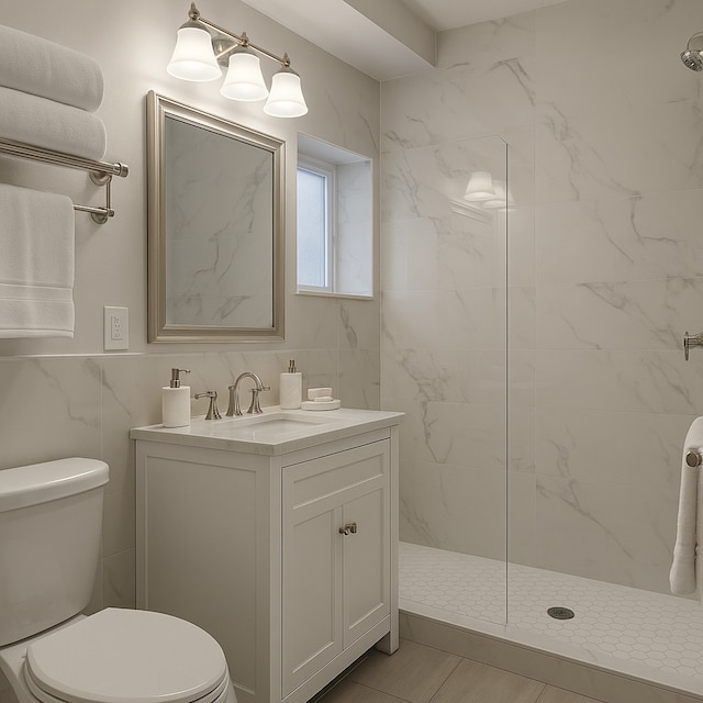 1428 N Central Ave, Chicago, IL 60651 - full bath featuring vanity and a marble finish shower