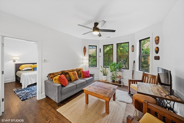 7639 N Greenview Ave Unit 1E, Chicago, IL 60626 - living area with healthy amount of natural light, ceiling fan, and wood finished floors